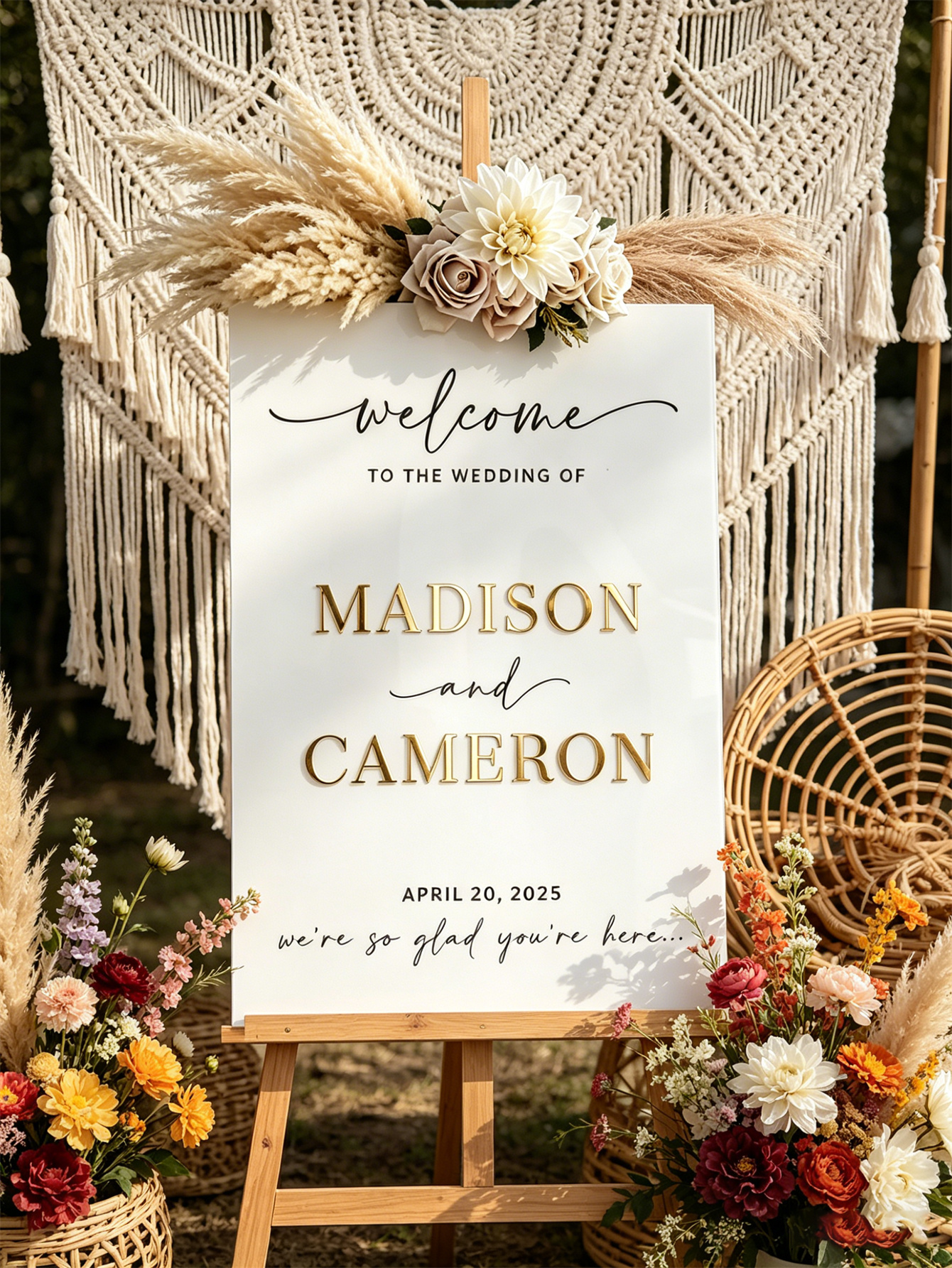 Minimalist Vertical Acrylic Wedding Entrance Board
